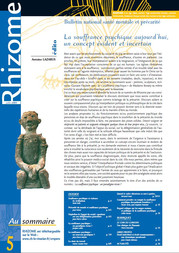 Rhizome 5 - La souffrance psychique aujourd hui un concept evident et incertain Juill.2001