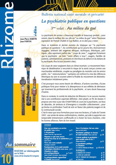 Rhizome 10 - La psychiatrie publique en questions. 3eme volet  Au milieu du gue Dec.2002
